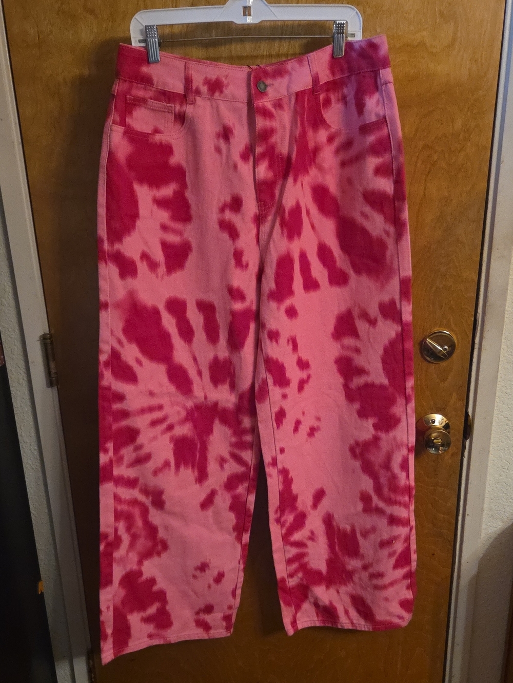 NWT Nasty Gal PrettyLittleThing Tie Dye Denim Wide Leg Jeans Size 10